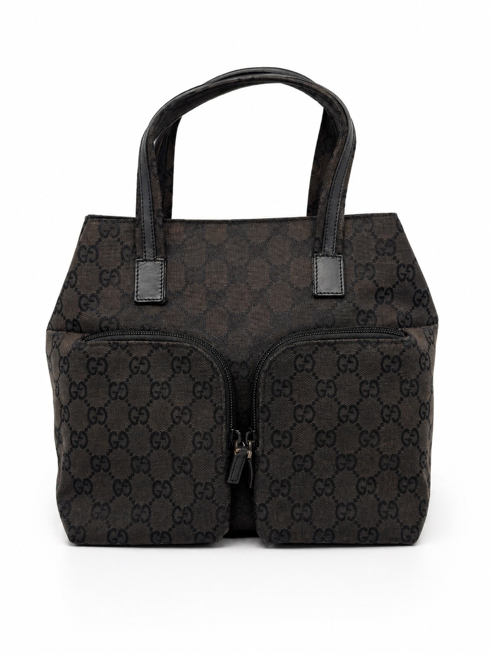 Gucci Black Monogram Canvas Dual-Pocket Tote